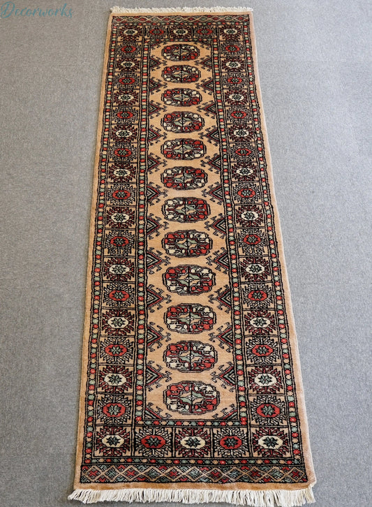 191×62cm トルクメン ボハララグ 手織り絨毯 パキスタン絨毯 ランナー Decorworks