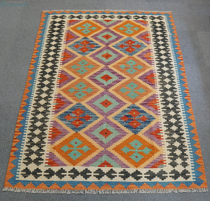 195×150cm  アフガニスタン手織りキリム - Decorworks