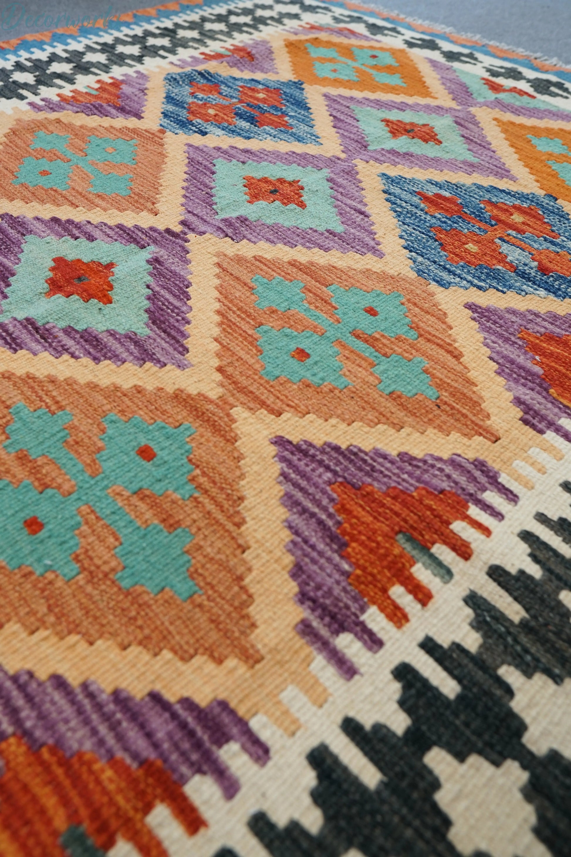 195×150cm  アフガニスタン手織りキリム - Decorworks
