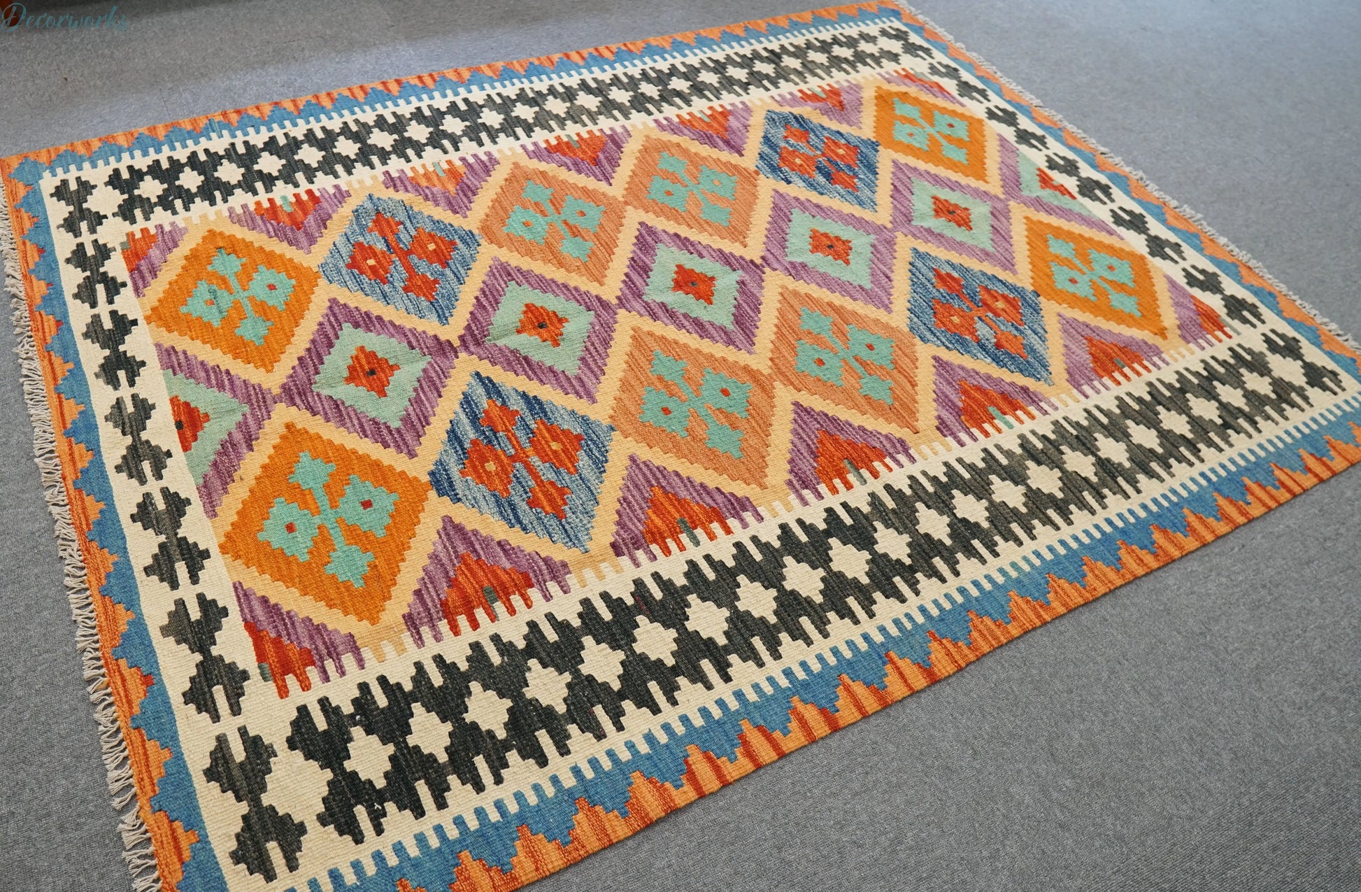 195×150cm  アフガニスタン手織りキリム - Decorworks