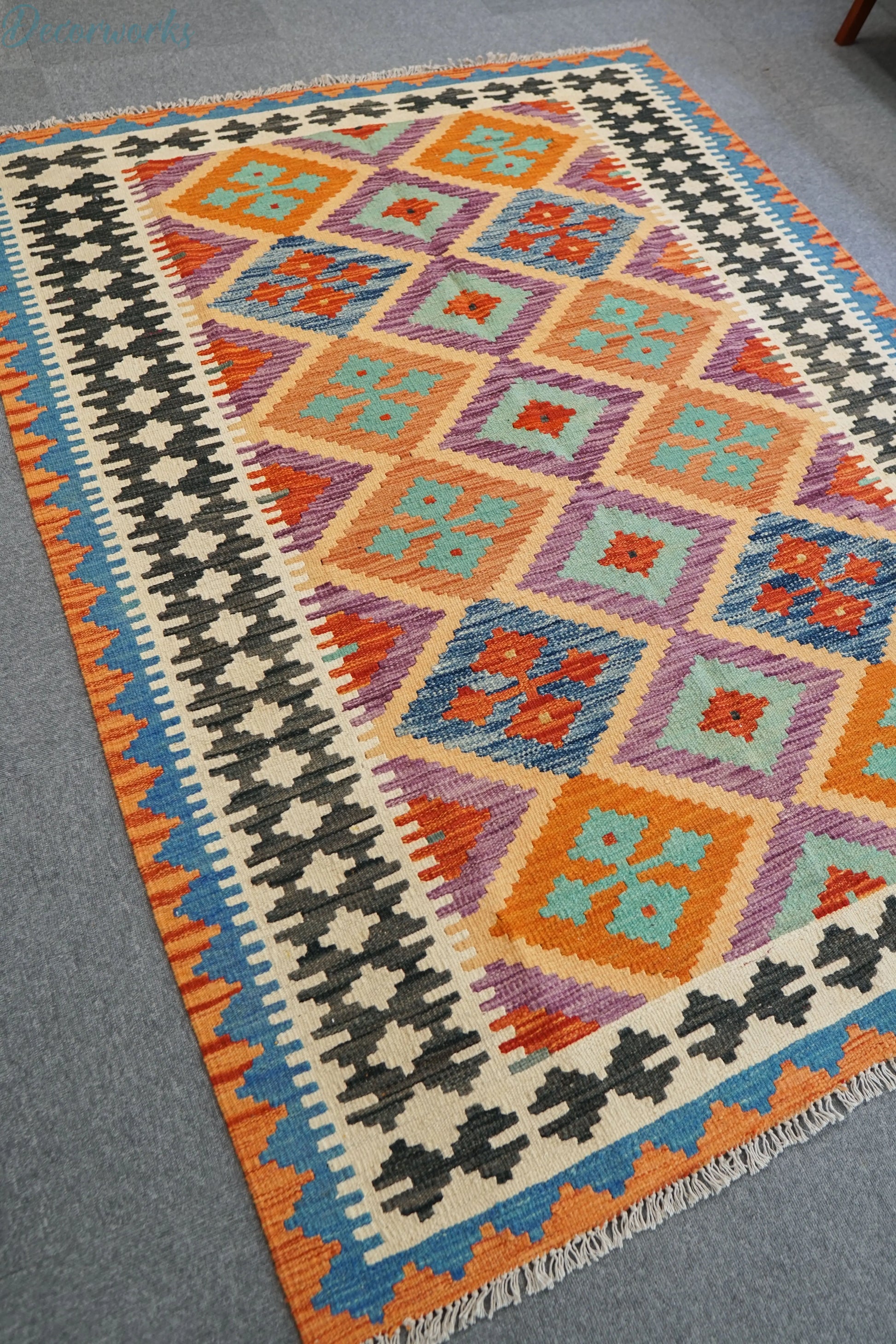 195×150cm  アフガニスタン手織りキリム - Decorworks