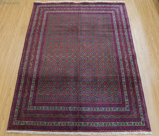 196×150cm アフガニウタン 手織り絨毯 ホジャロシュナイ ペルシャ絨毯 トルクメン Decorworks