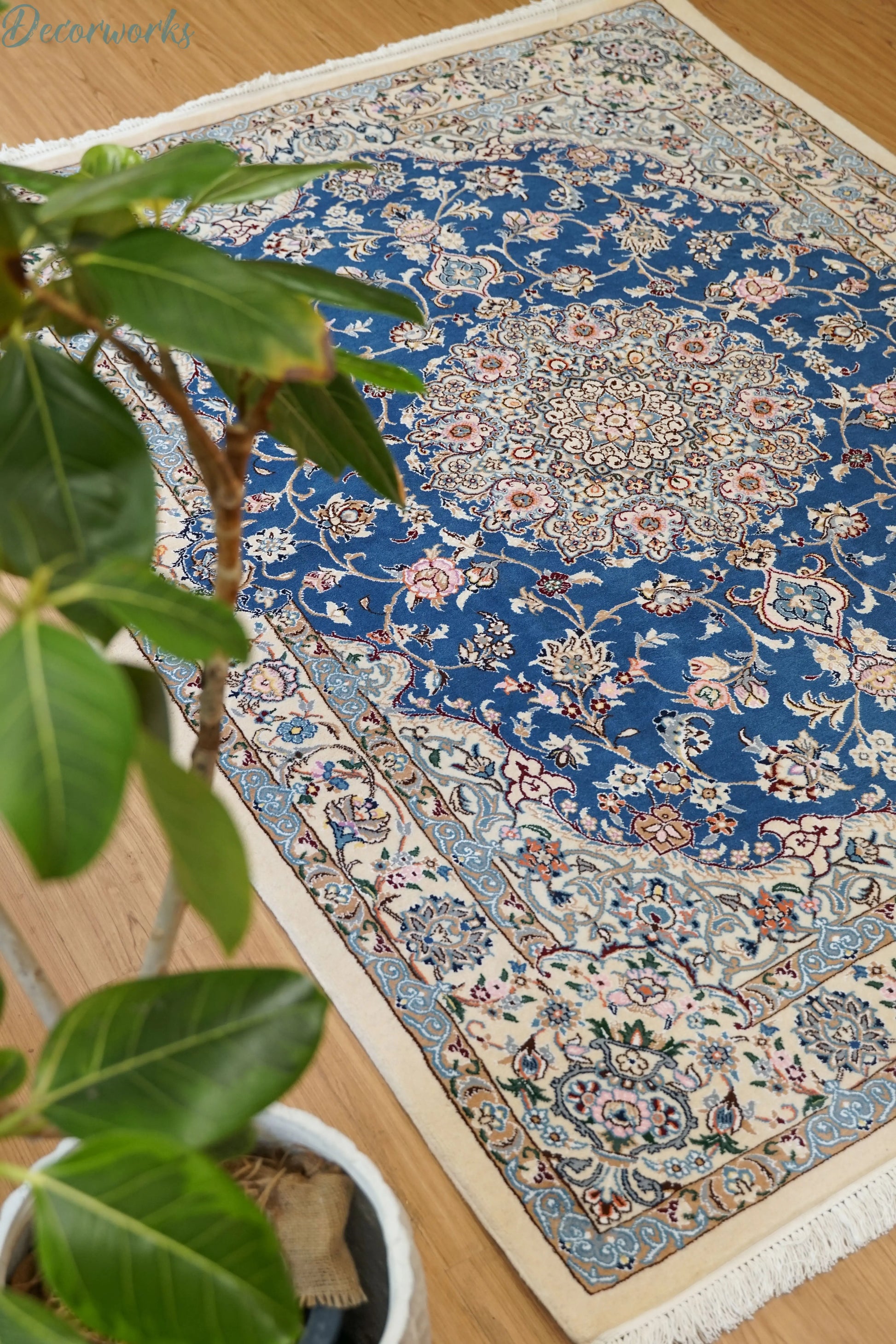 198×150cm　 ペルシャ絨毯 ナイン産 Decorworks