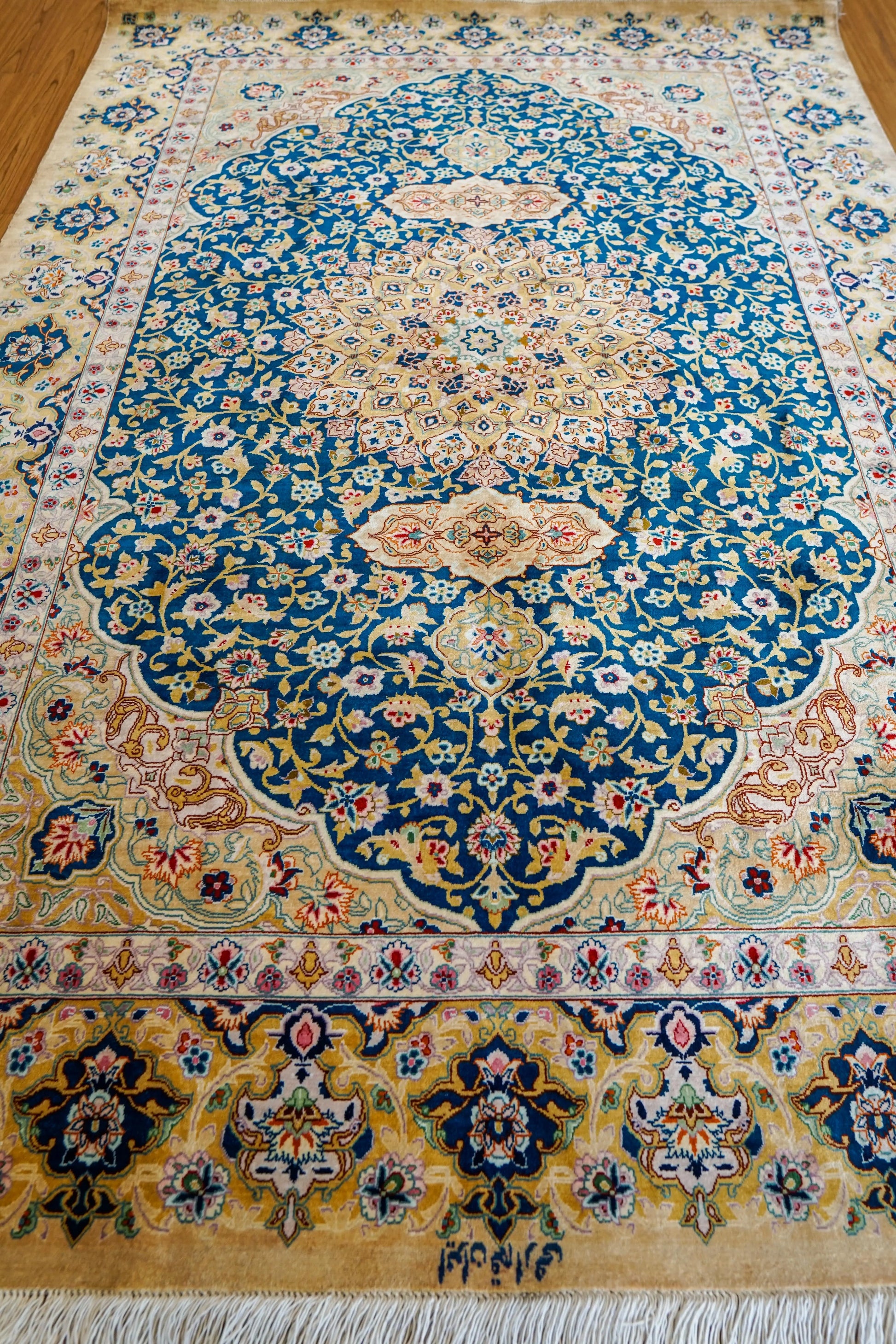 Collection 200×81cm　ペルシャ絨毯　クム産　モハメドジャムシェヂ房　シルク 100%　証明書付
