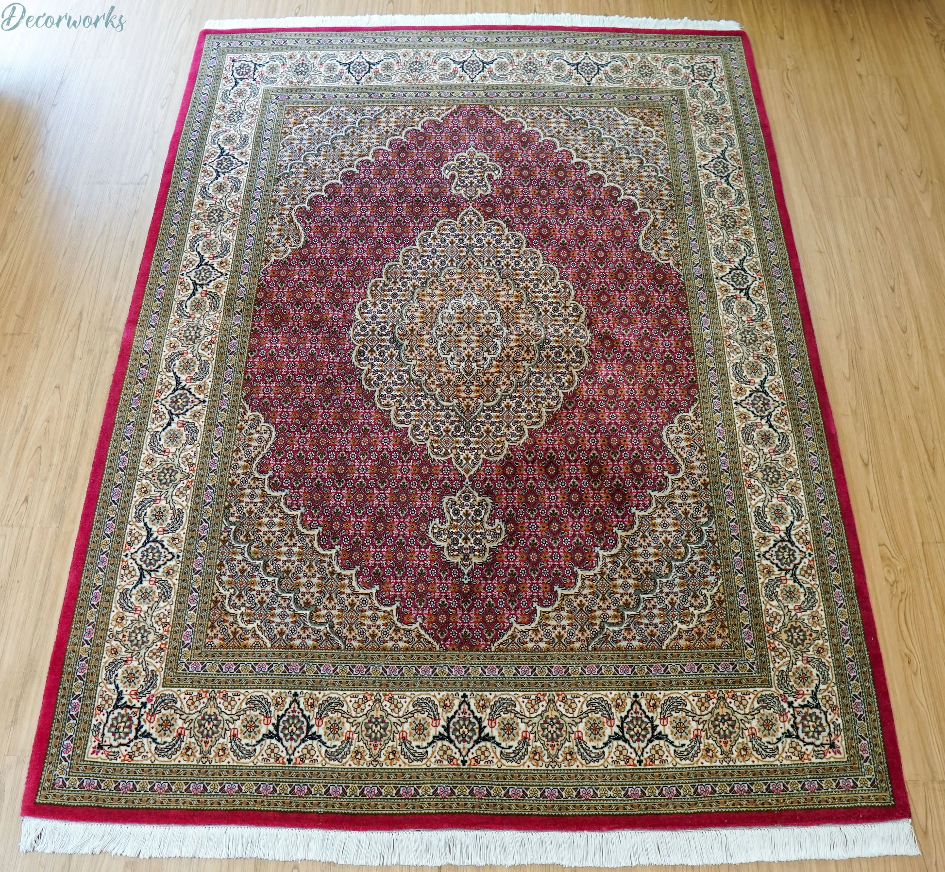 204×151cm ペルシャ手織り絨毯 タブリーズ 50Raj Decorworks