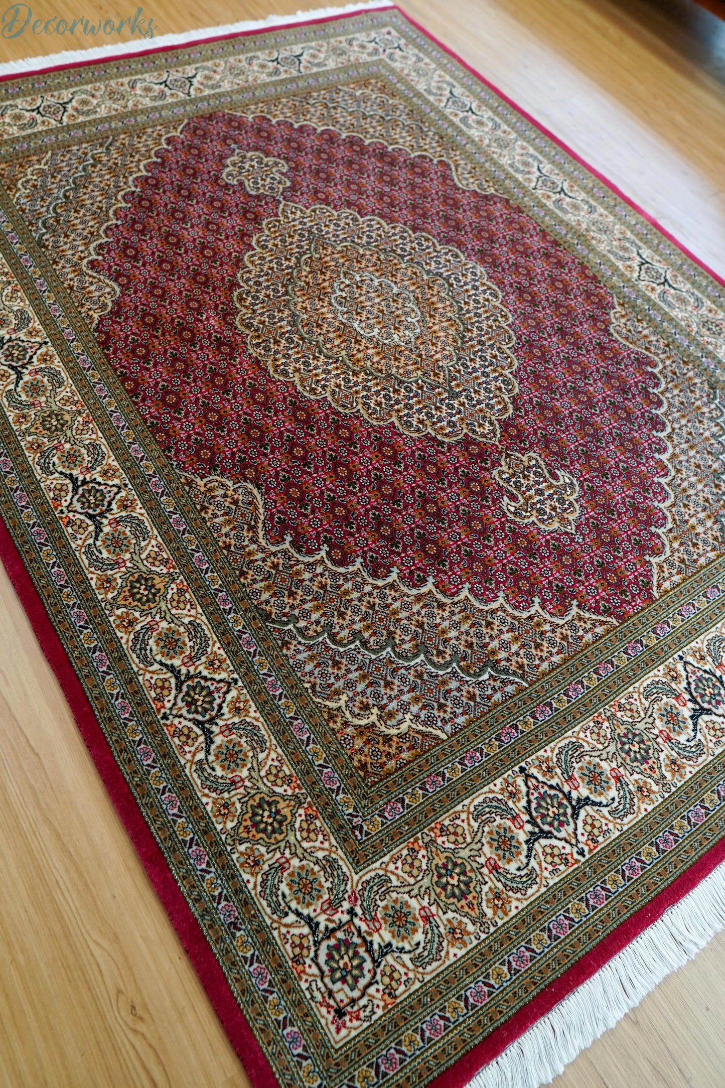 204×151cm ペルシャ手織り絨毯 タブリーズ 50Raj Decorworks