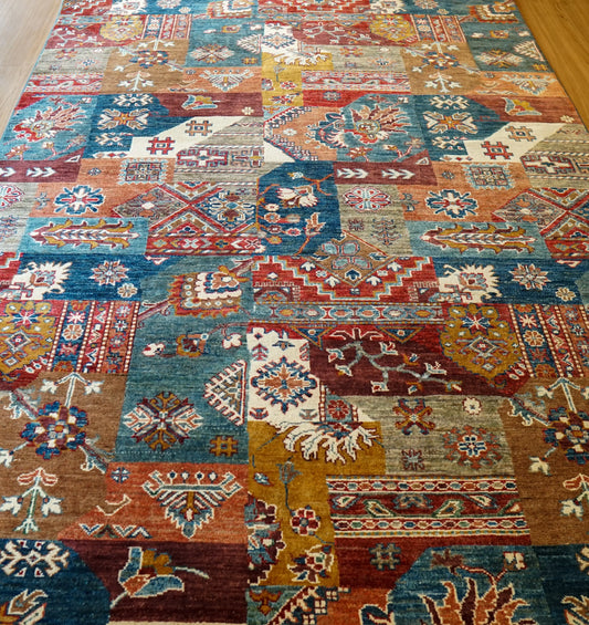 Collection アフガン絨毯 ガズニー産 ウール トライバルパッチワークデザイン 206×153cm