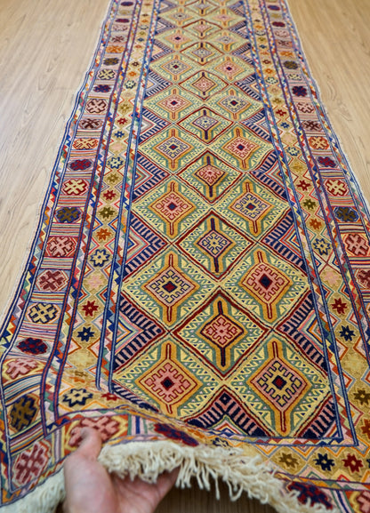 280×70cm 手織りマシュワニキリム　ランナー Decorworks