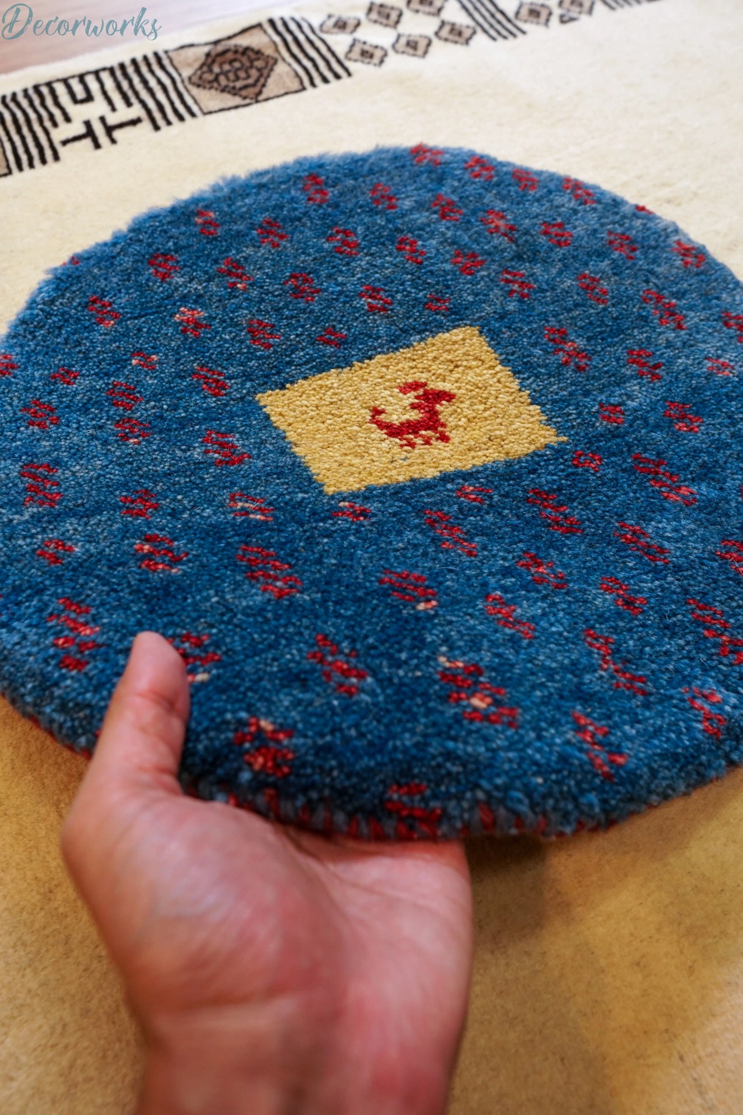 40×40cm ペルシャ絨毯 手織りギャッベ アマレ族 ギャベ Decorworks