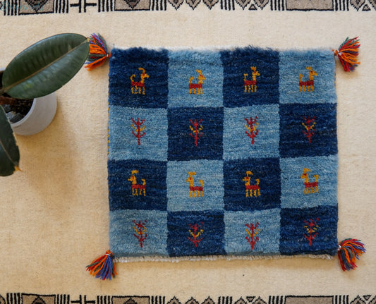 45×40cm　 ペルシャ絨毯 手織りギャッベ アマレ族 ギャベ Decorworks