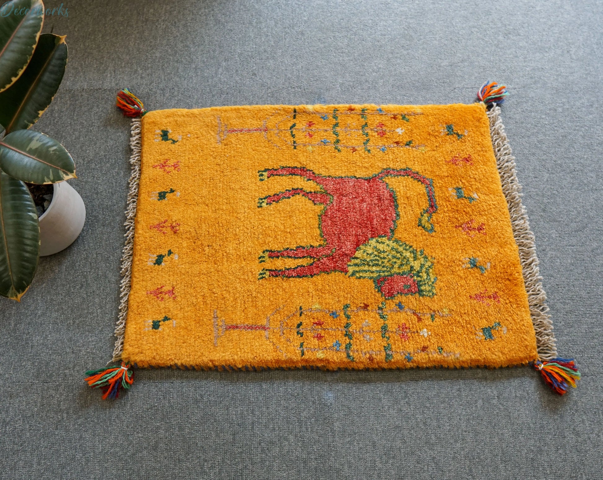 60×44cm ペルシャ絨毯 手織りギャッベ Decorworks