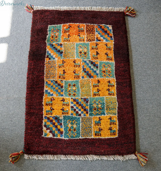 75×52cm ペルシャ絨毯 手織りギャッベ アマレ族 ギャベ Decorworks