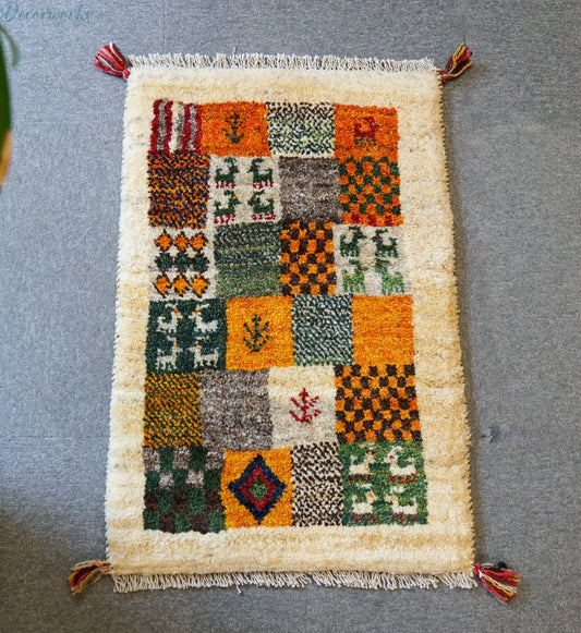 80×52cm ペルシャ絨毯 ギャッベ ギャベ 玄関マット Decorworks