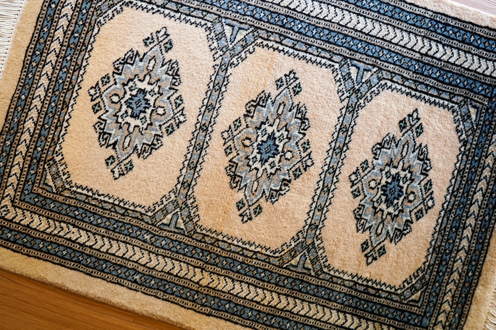 Collection パキスタン手織り絨毯 86×63cm、ジャールダールデザインの伝統模様ラグ
