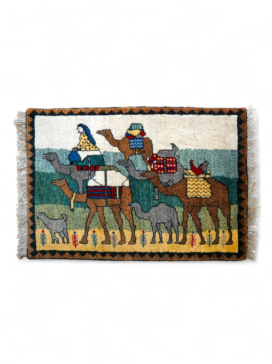 90×60cm ペルシャ手織り カシュクリ  ギャッベ Decorworks