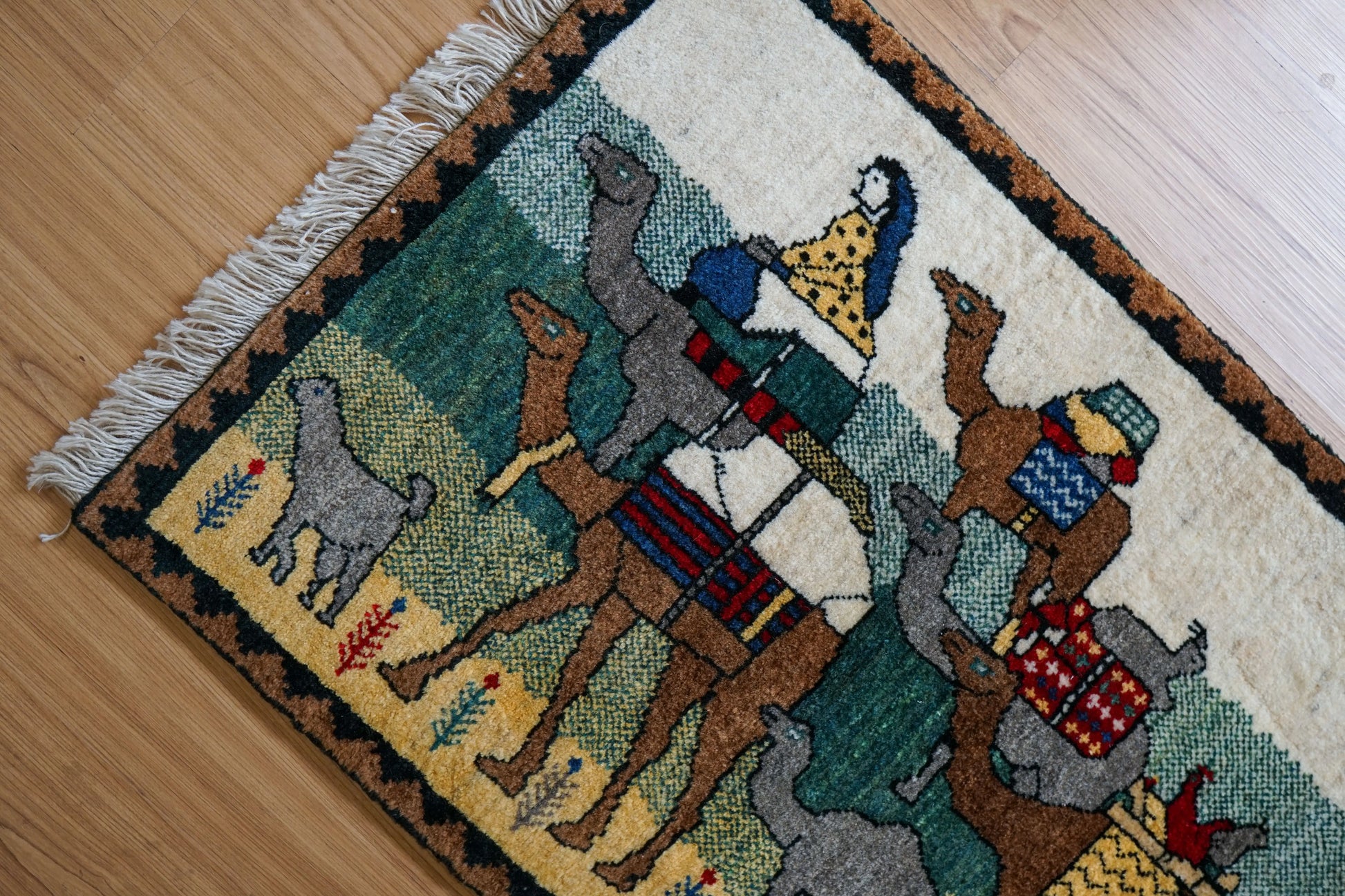 90×60cm ペルシャ手織り カシュクリ  ギャッベ Decorworks