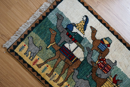 90×60cm ペルシャ手織り カシュクリ  ギャッベ Decorworks