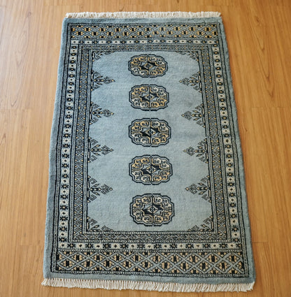 Collection 93×62cm トルクメン柄 ボハラ手織りラグ  パキスタン手織り絨毯 玄関マットサイズ