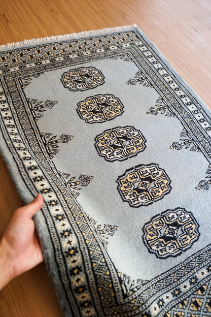 Collection 93×62cm トルクメン柄 ボハラ手織りラグ  パキスタン手織り絨毯 玄関マットサイズ