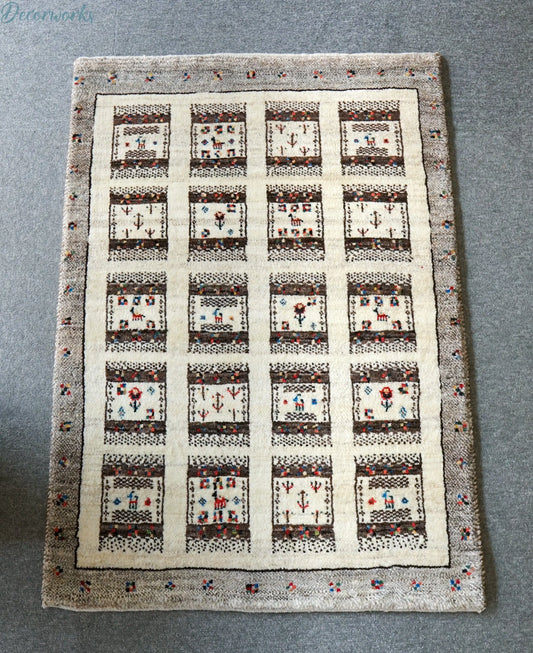 95×65cm 手織り ペルシャ カシュクリギャッベ リズバフト　ギヤべ Decorworks