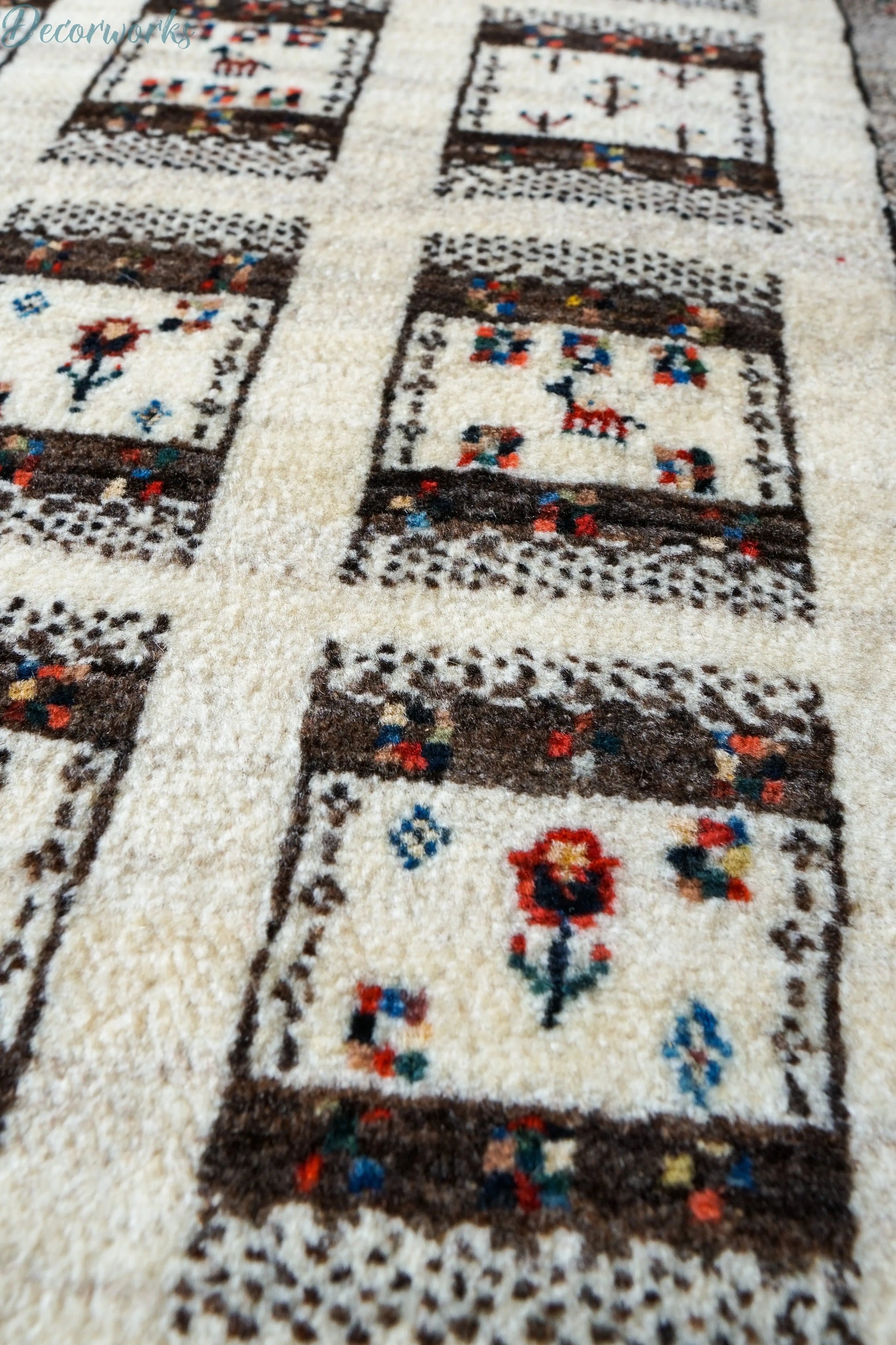 95×65cm 手織り ペルシャ カシュクリギャッベ リズバフト　ギヤべ Decorworks
