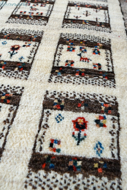 95×65cm 手織り ペルシャ カシュクリギャッベ リズバフト　ギヤべ Decorworks