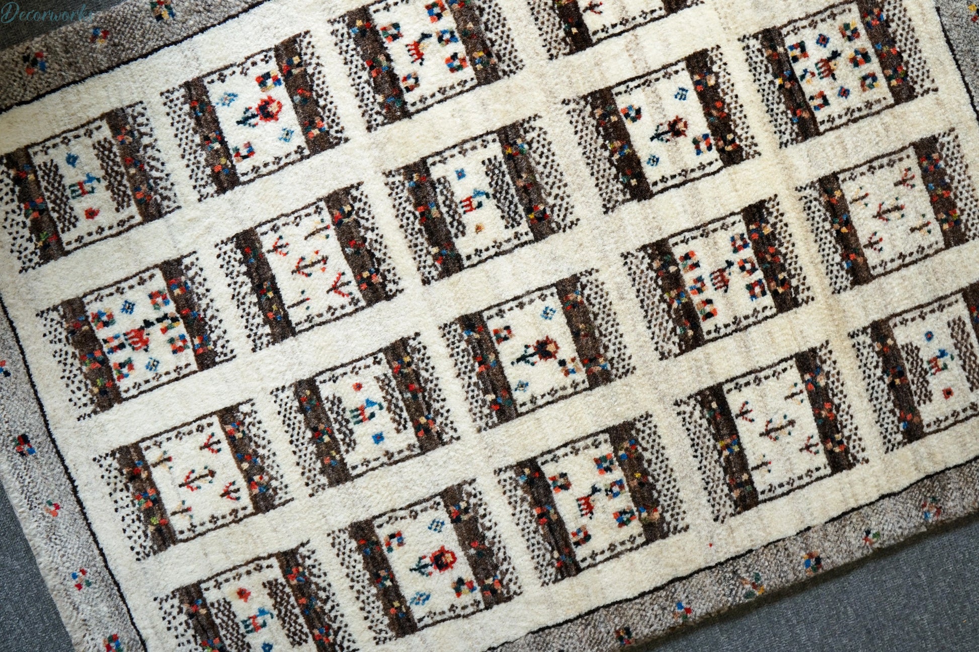 95×65cm 手織り ペルシャ カシュクリギャッベ リズバフト　ギヤべ Decorworks