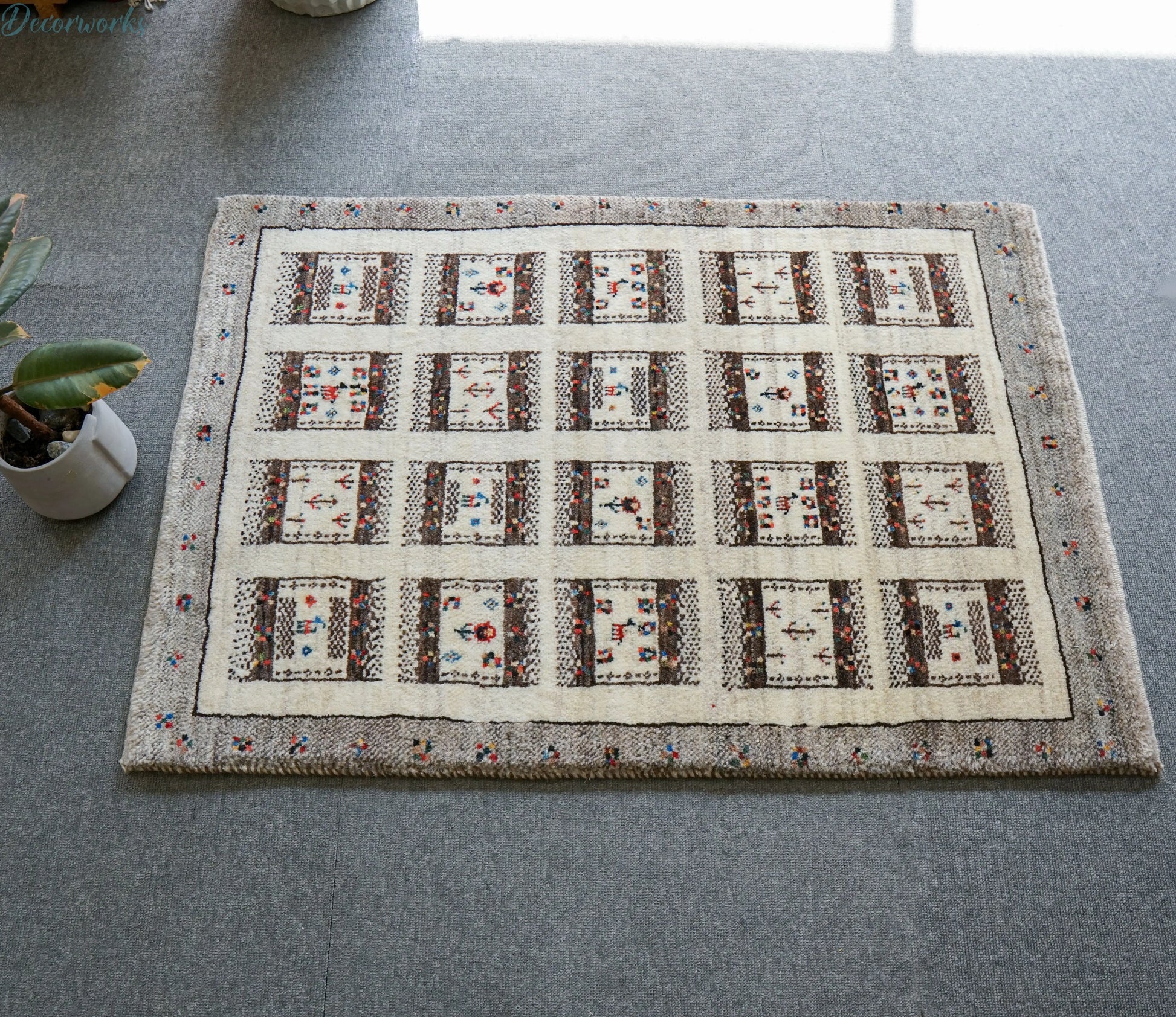 95×65cm 手織り ペルシャ カシュクリギャッベ リズバフト　ギヤべ Decorworks