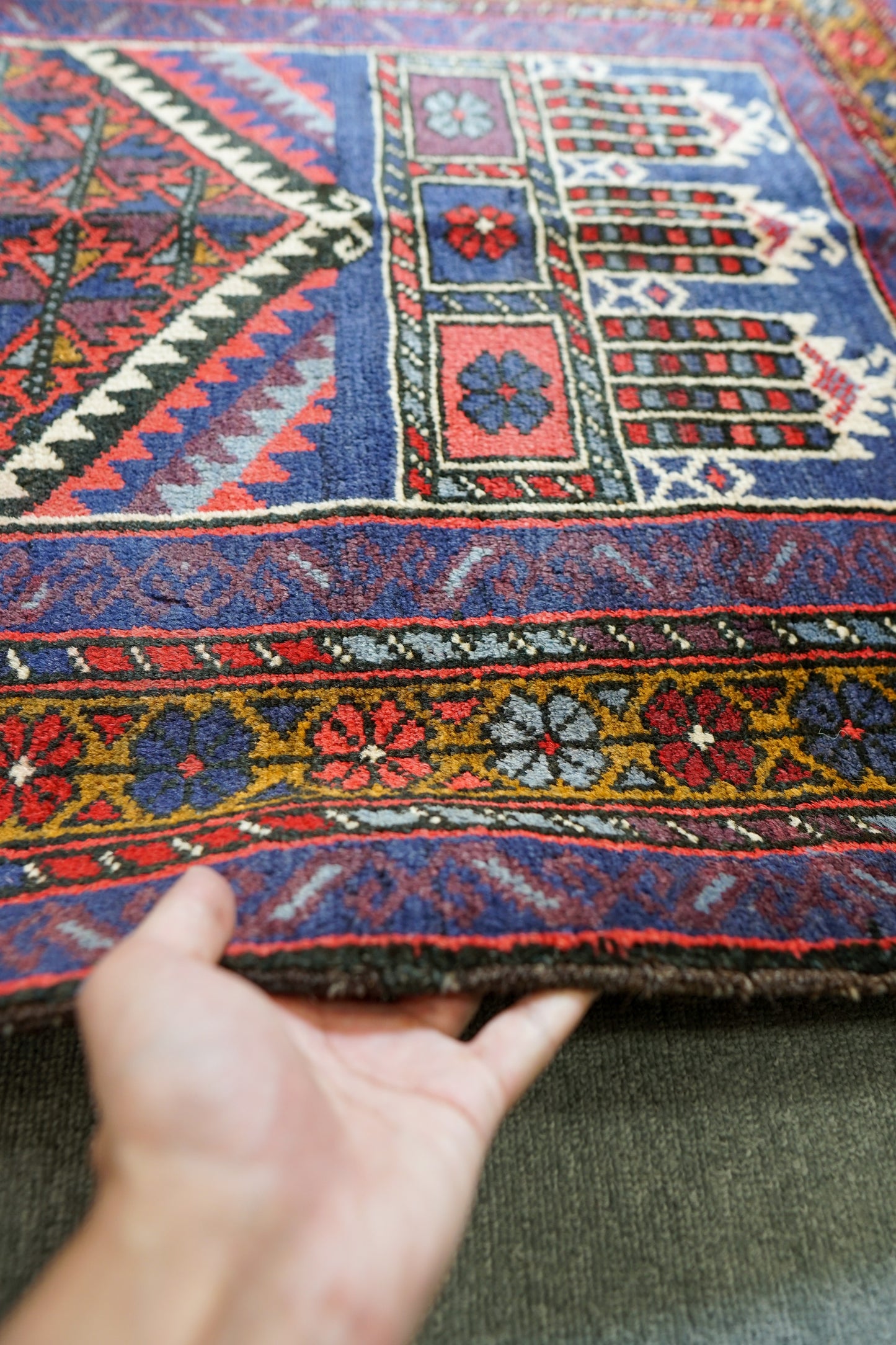 141×89cm バルーチ 手織り絨毯 　ペルシャ絨毯 トライバルラグ　ヴィンテージラグ Prayer Rug